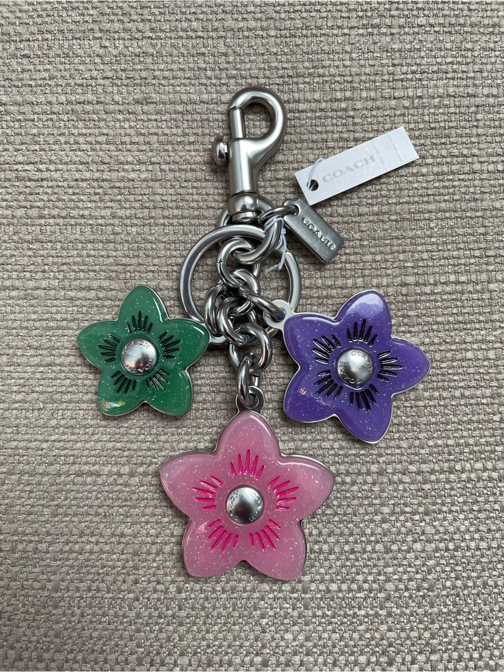 Coach Wildflower Cluster Bag Charm Multi In Colour flower Pink Multi NWT